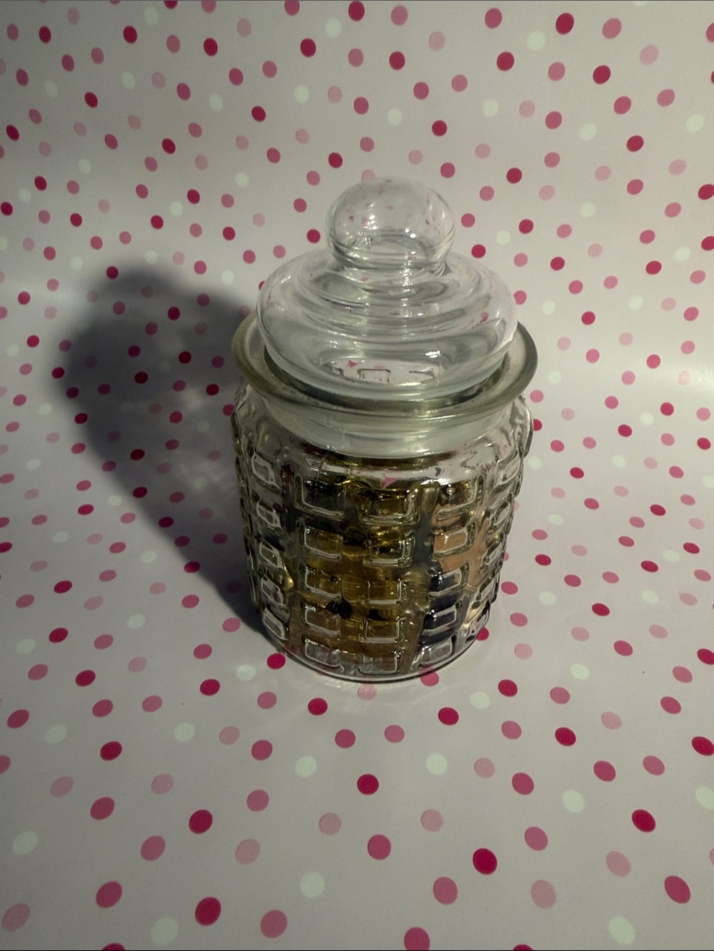 Clear Glass Apothecary Jar with Lid 60 Vintage buttons